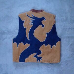 Vintage CUSTOM Workwear Vest with Dragon Patch